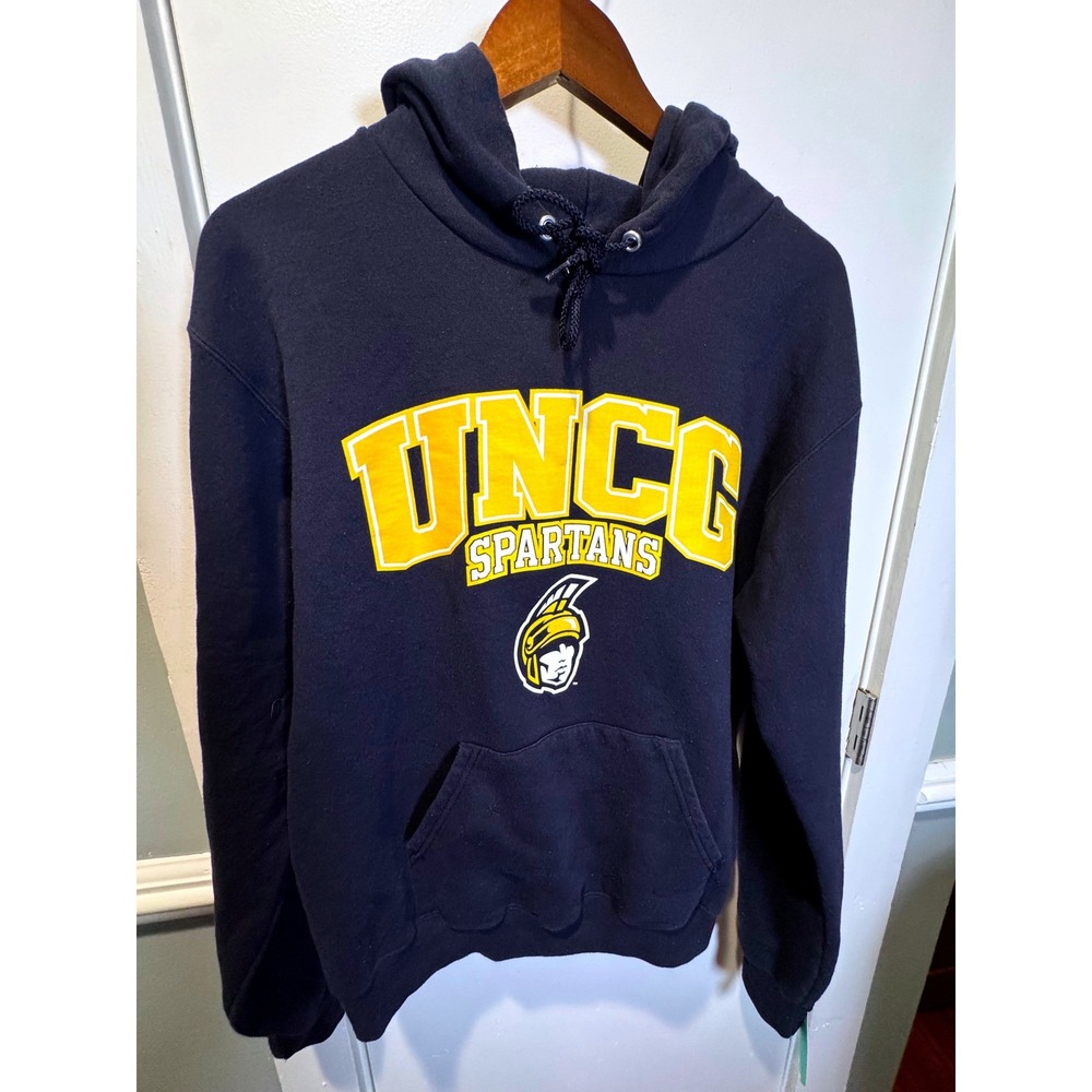Champion UNCG Spartans Navy Blue Hoodie Sweatshirt Mens Large Collegiate
